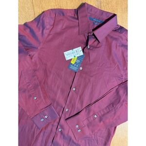 Perry Ellis Travel Luxe L/S Slim Fit Red Dahlia Principles Mens Shirt L NWT
